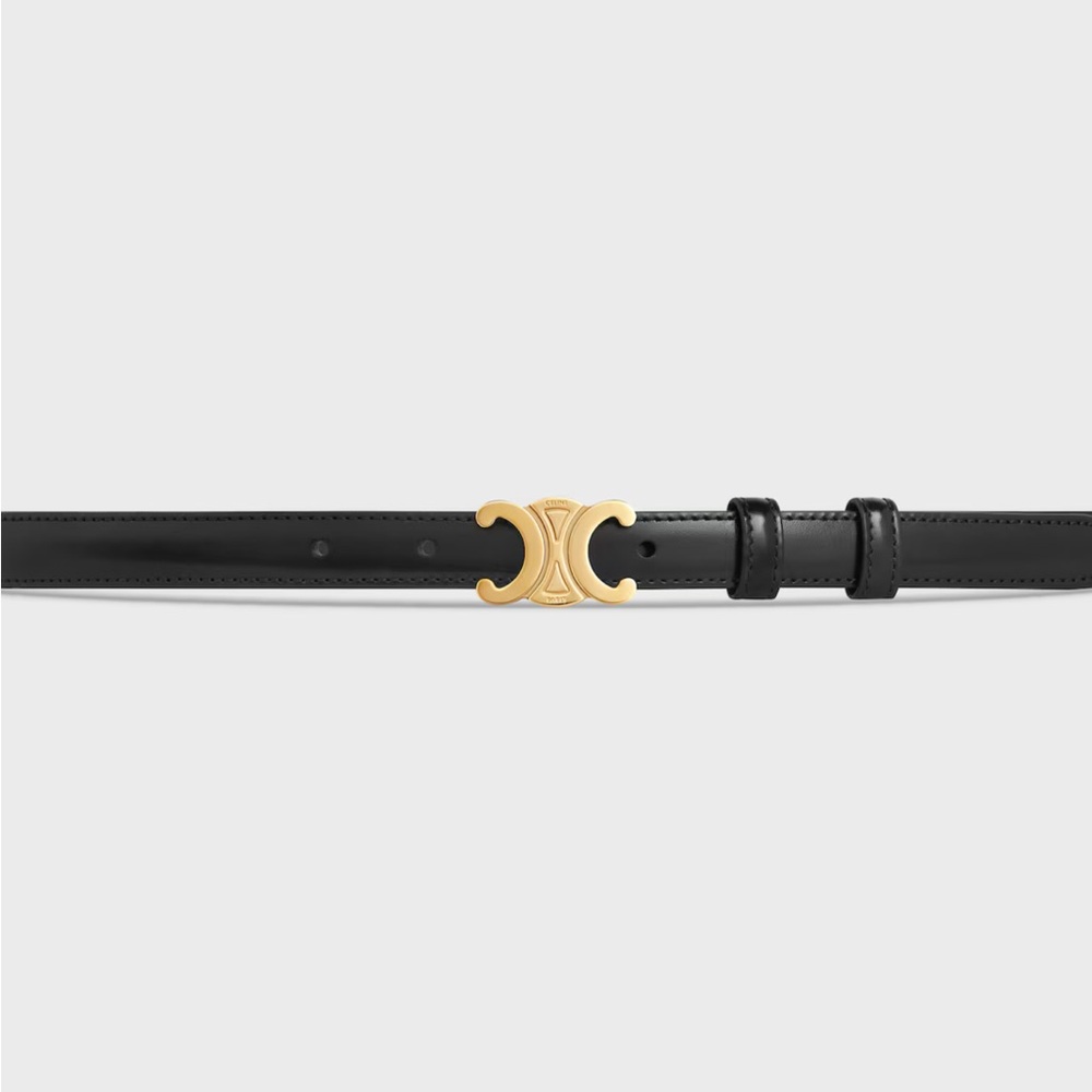 Celine Black Leather Belt with Gold Accent - Picture 2 of 6